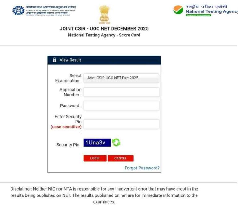 CSIR UGC NET EXAMINATION Registration Link