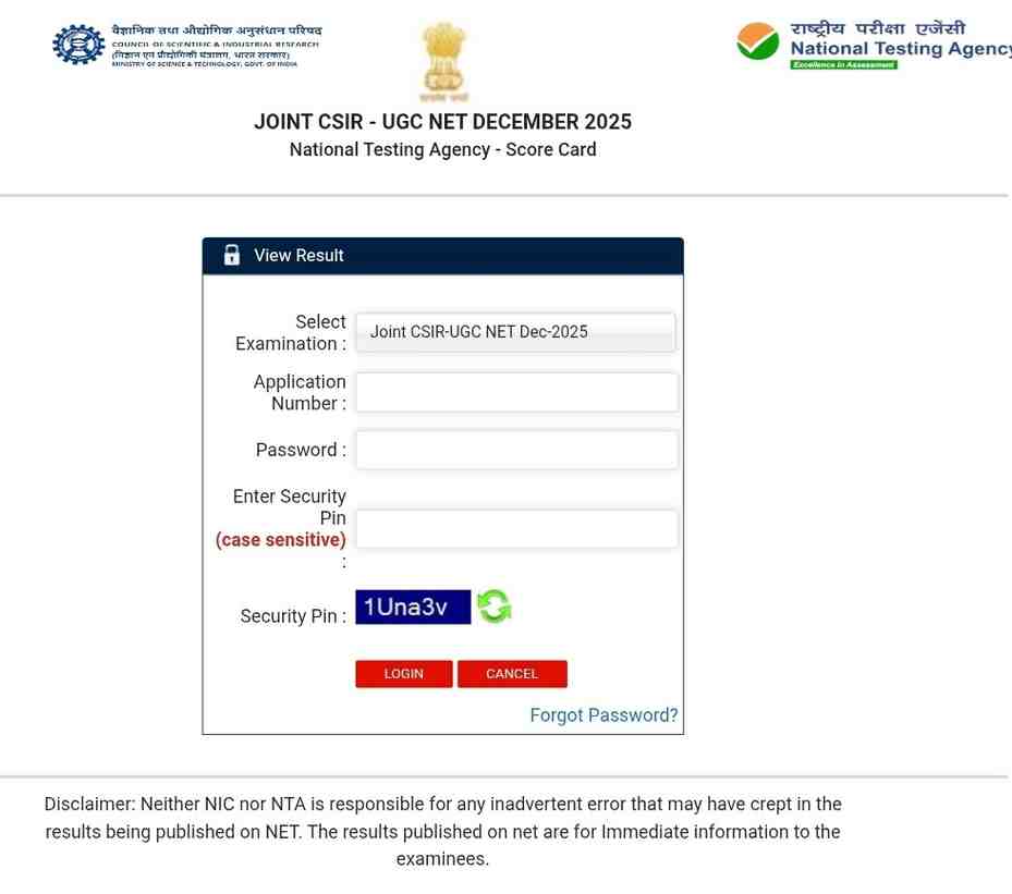 CSIR UGC NET EXAMINATION Registration Link