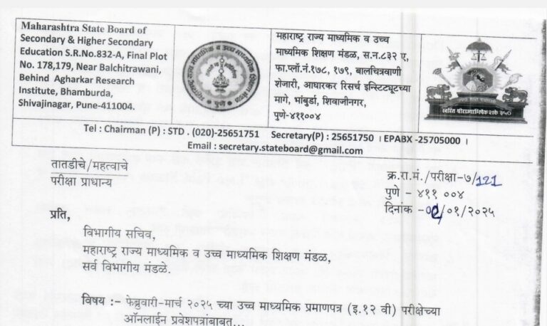 Class 12th EXAM Online Admit Cards Link