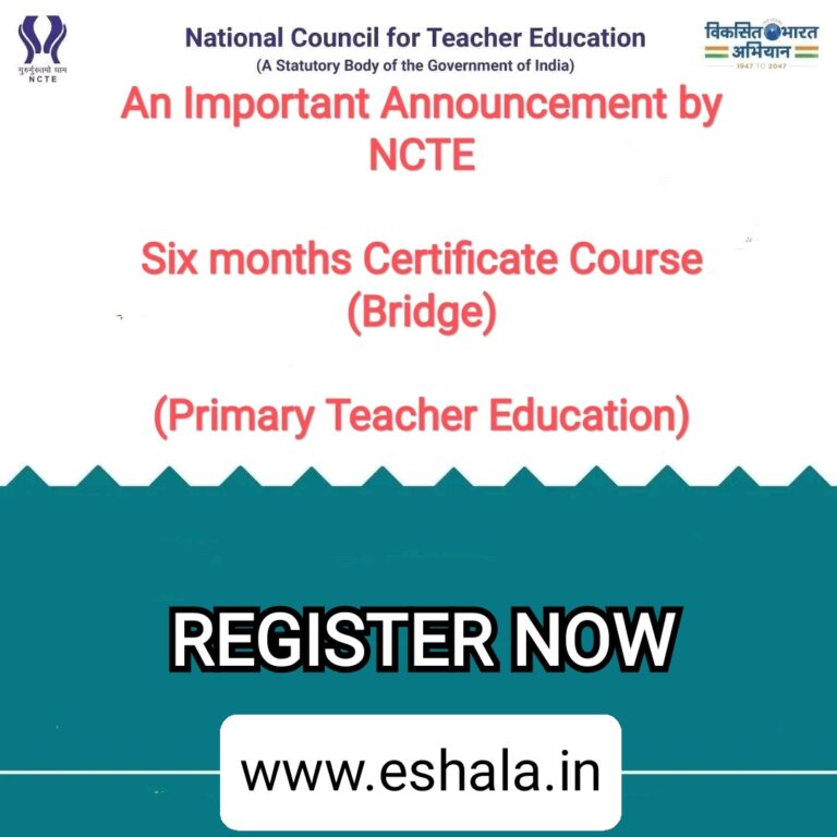 Six Months Certificate Course Bridge Primary Teacher NIOS NCTE Registration Link