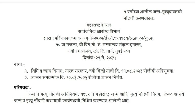 Registration Of Births And Deaths Within One year
