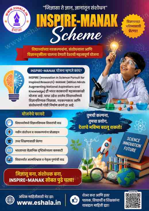 INSPIRE MANAK Scheme Nominations Open इन्स्पायर मानक योजना सत्र २०२६-२७ करिता ऑनलाइन नामांकन सुरू