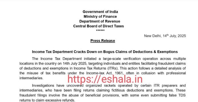 Income Tax Department Cracks Down on Bogus Claims of Deductions Exemptions