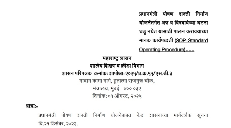 SOP followed to prevent food poisoning incidents PM POSHAN MDM