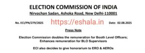 ECI Doubles Remuneration Of BLO BLO Supervisors ERO AEROS