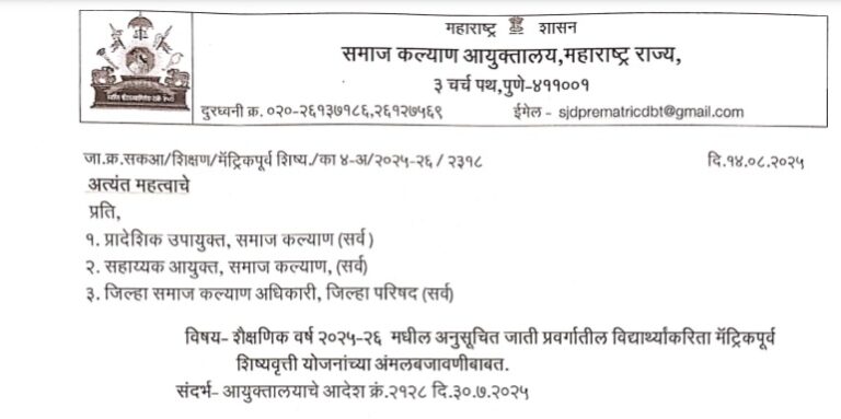 Implementation Of Pre Matric Scholarship Schemes