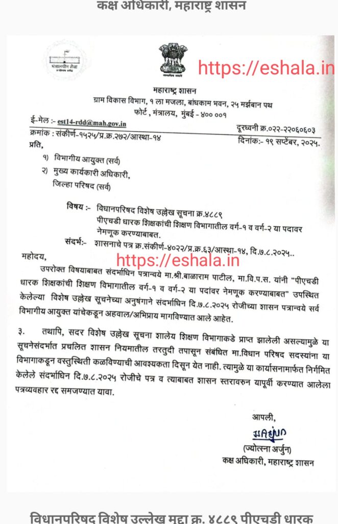 Appointment of Ph D Teachers Class 1 2 Posts In Education Department