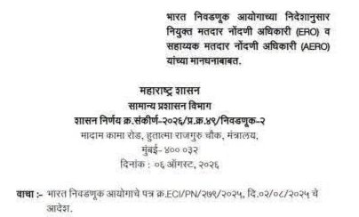 मानधन दुप्पट मतदार नोंदणी अधिकारी व सहाय्यक मतदार नोंदणी अधिकारी बीएलओ ECI Doubles Remuneration Of BLO BLO Supervisors ERO AEROS
