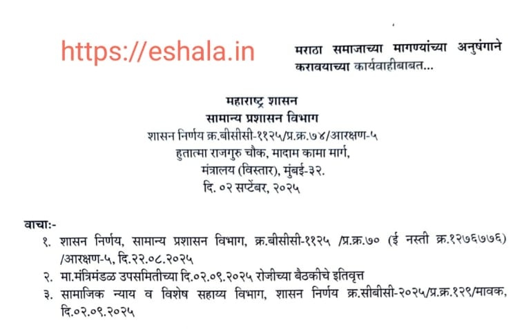 Action on the demands of the Maratha community