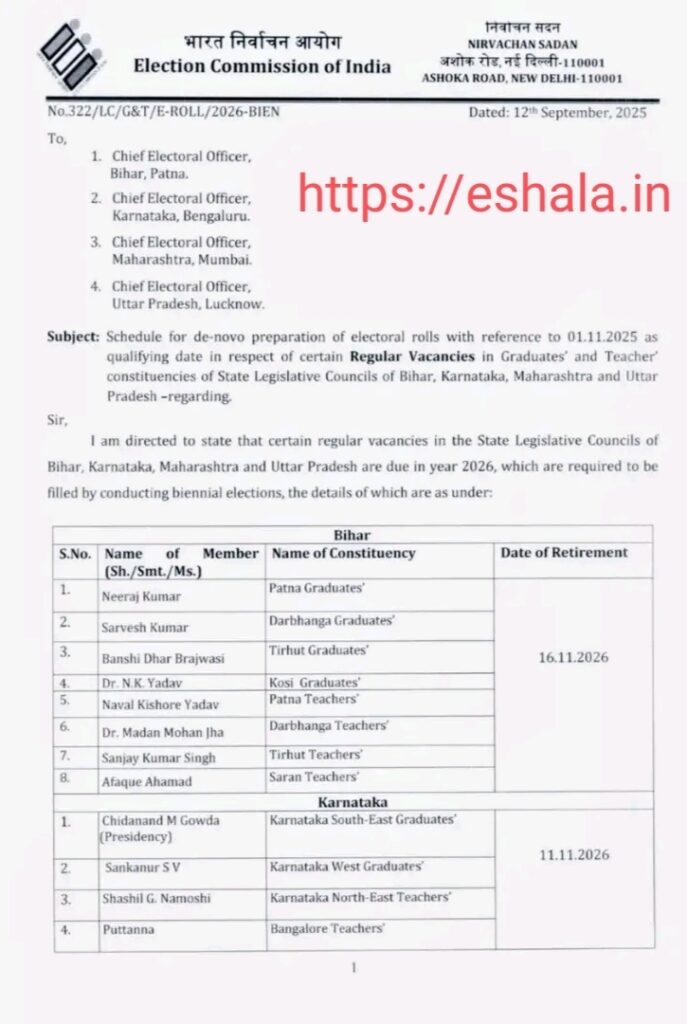 Election schedule for graduates and teachers constituencies of Legislative Council