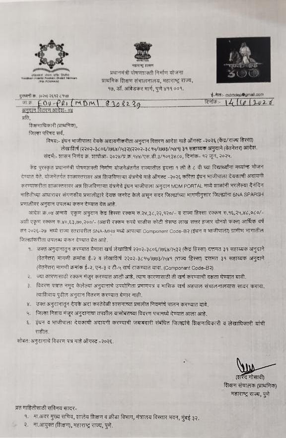 PM Poshan MDM Disbursement Of Grants