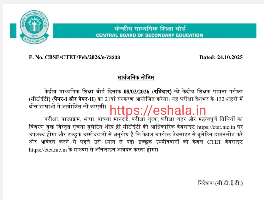 CTET Exam Notification