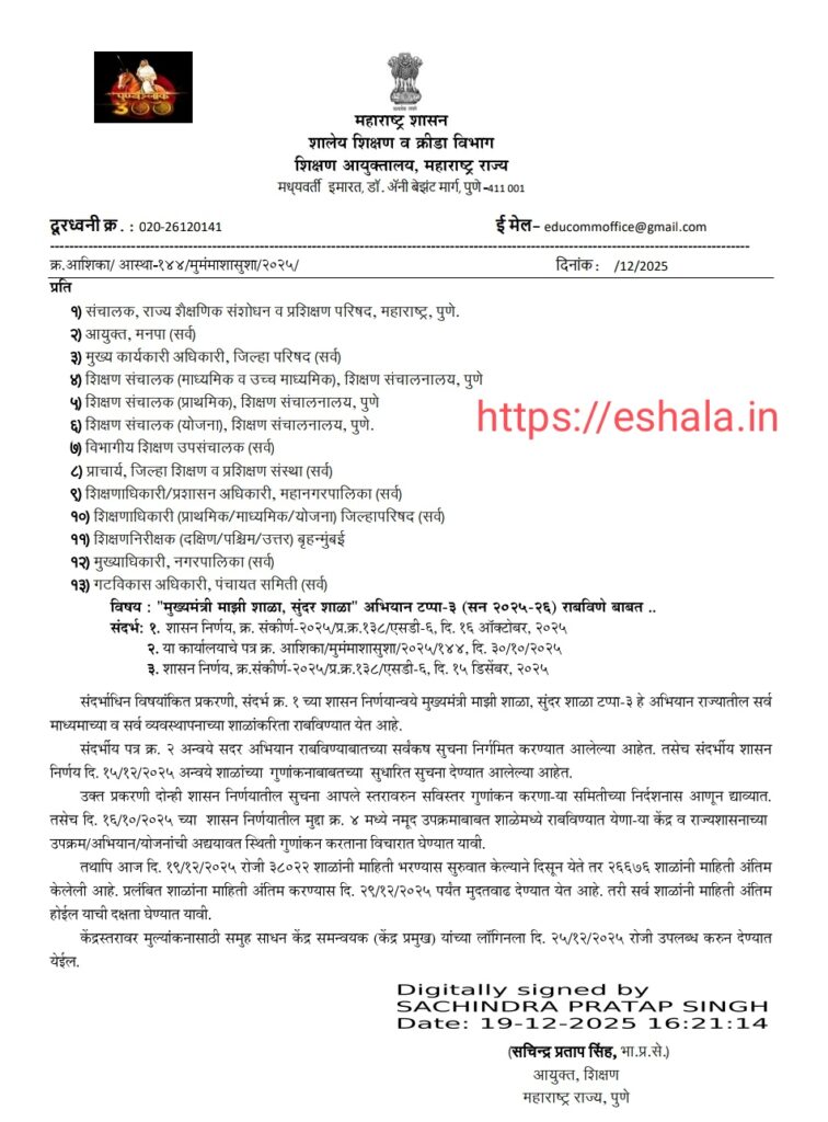 Mukhymantri Mazi Shala Sundar Shala Tappa Tin