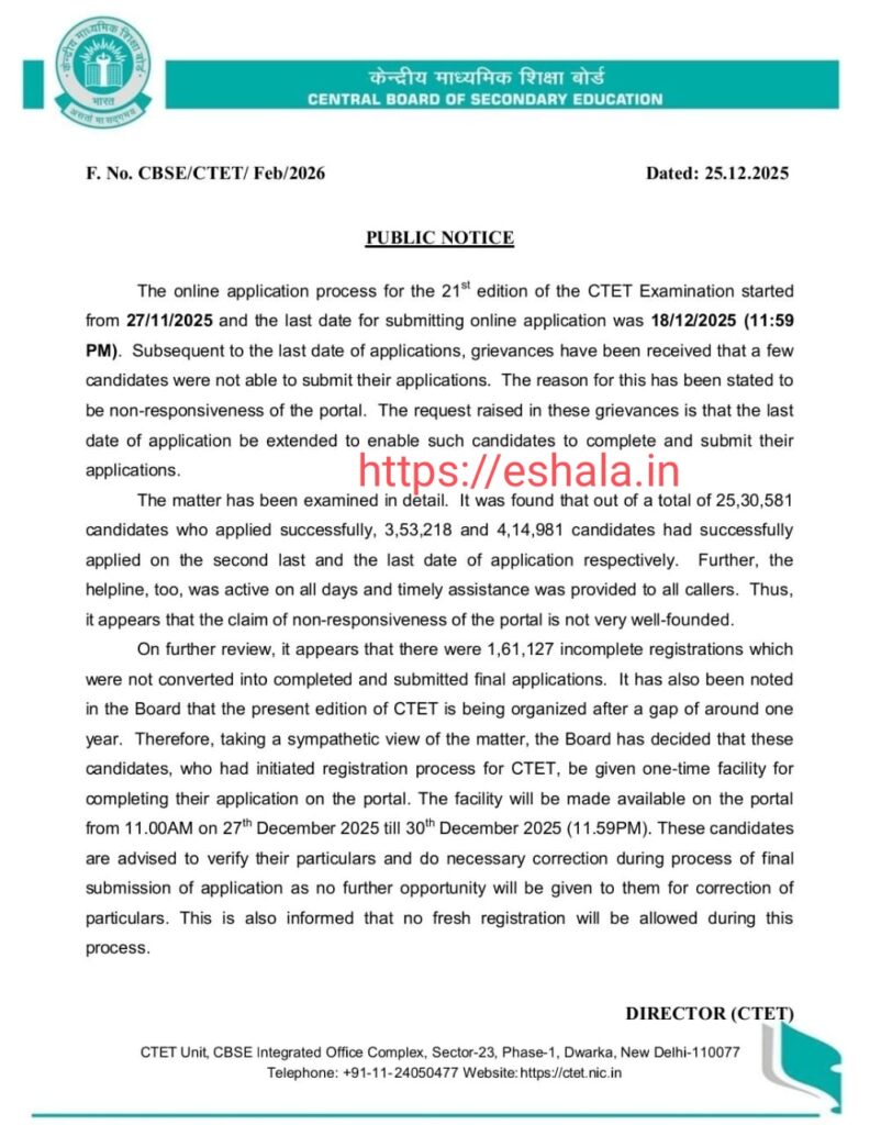 CTET Exam Notification