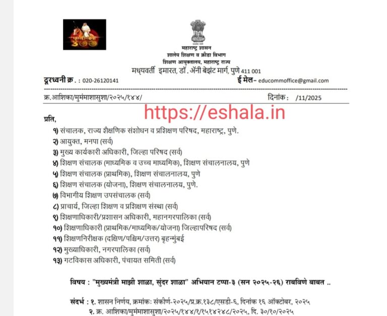 Mukhymantri Mazi Shala Sundar Shala Tappa Three Shala Mulyankan Velapatrak