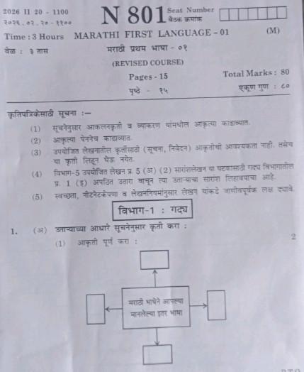 SSC Board Exam 2026 Marathi Question Paper With Answer Pdf