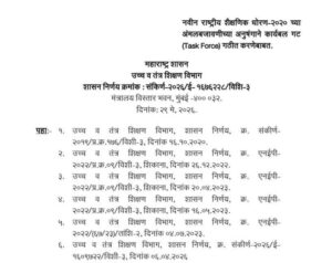 नवीन राष्ट्रीय शैक्षणिक धोरण-२०२० च्या अंमलबजावणीच्या अनुषंगाने कार्यबल गट (टास्क फोर्स) गठीत करणेबाबत NEP 2020 Implementation Task Force