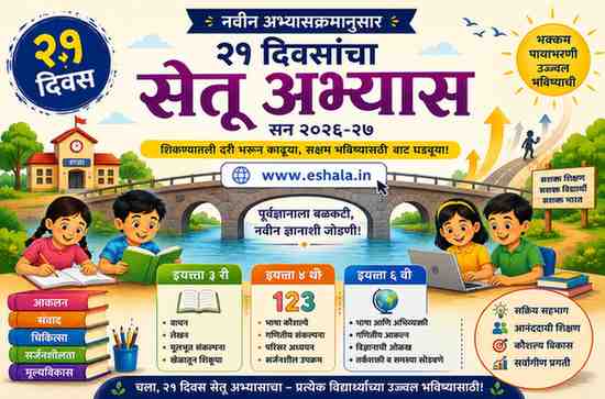२१ दिवसांचा सेतू अभ्यास सन २०२६-२७ मध्ये इ.३ री, ४ थी व ६ वी साठी सेतू अभ्यास अंमलबजावणीबाबत तसेच इ. ६ वी प्रशिक्षण घटकसंच वितरणाबाबत Setu Abhyas