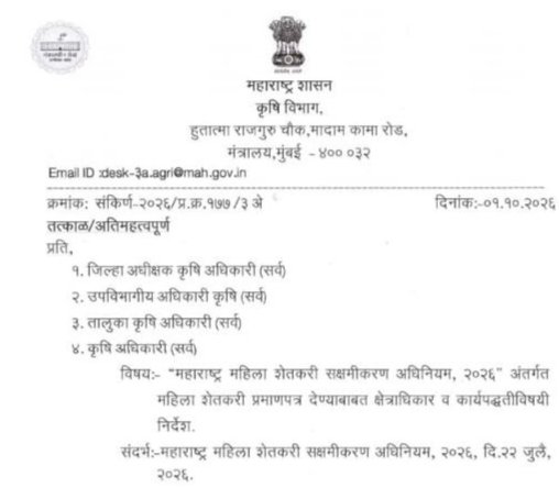 Mahila Shetkari Pramanpatra