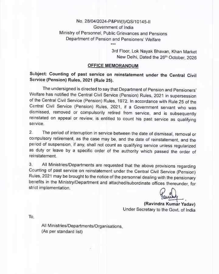 Counting Of Past Service For Pension