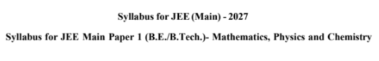 Syllabus for JEE